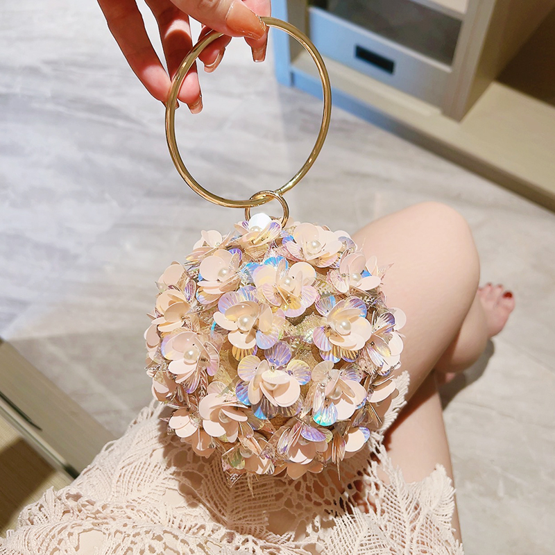 Women'S Evening Bags - Tas malam bunga payet Mini, dompet