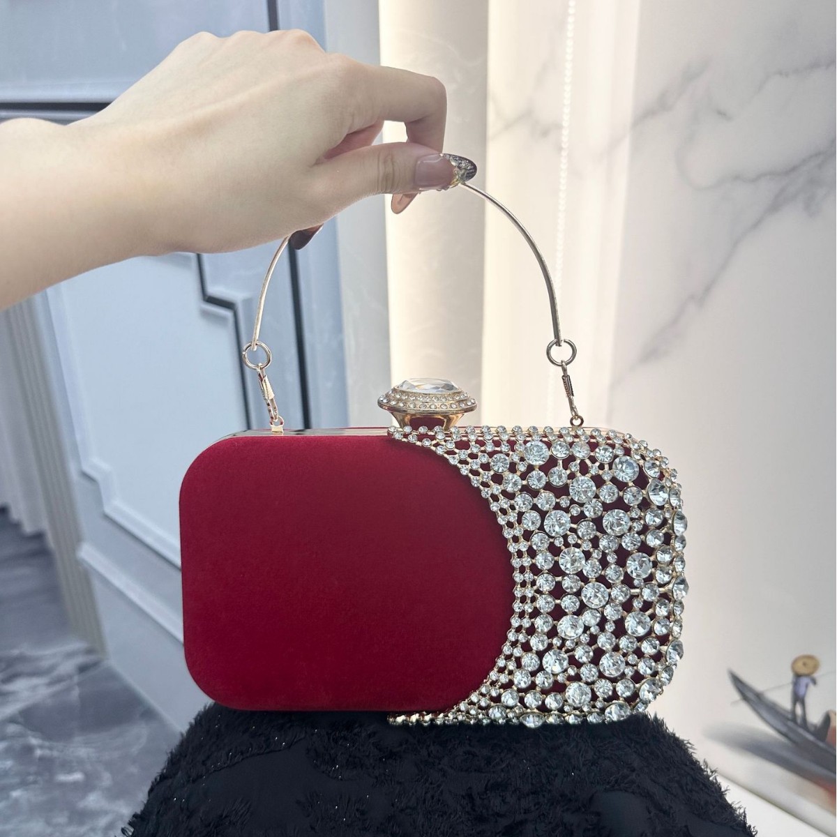Women'S Evening Bags - Tas Clutch Malam Bertabur Berlian Retro