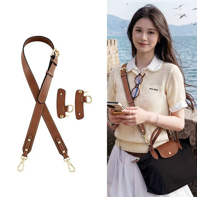 Women'S Bags Longchamp - Tali Tas Kulit untuk Longchamp S/M