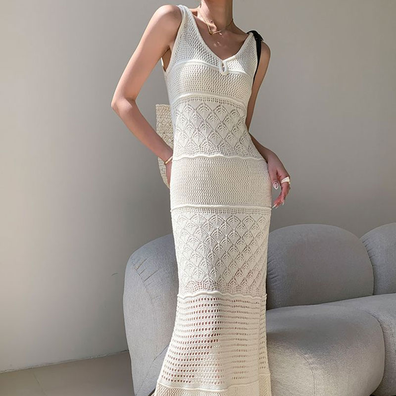 Women X Bags - Sundress tanpa lengan wanita, Gaun Midi