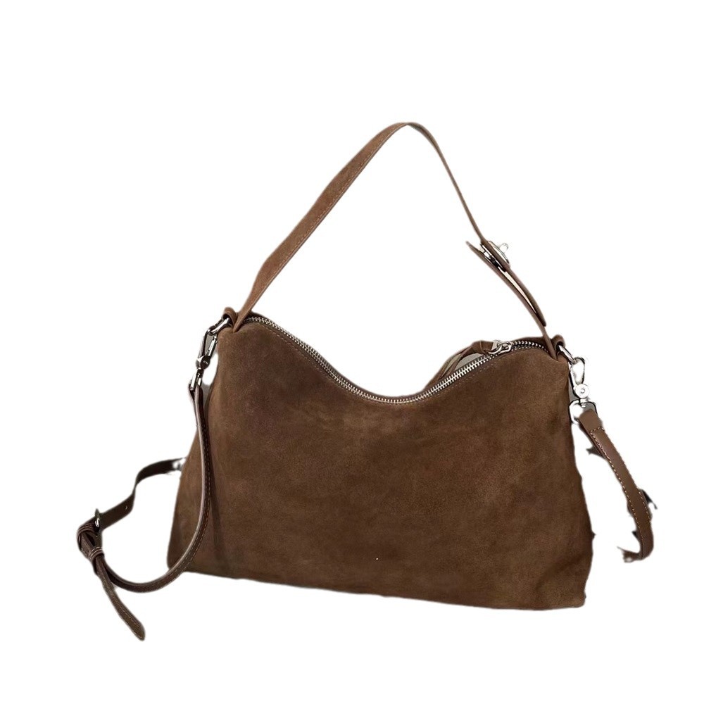 Women Bags Grey - Tas bahu wanita kulit sapi Suede